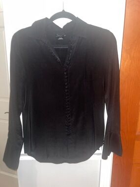Club Monaco Black Silk Button Blouse size XS